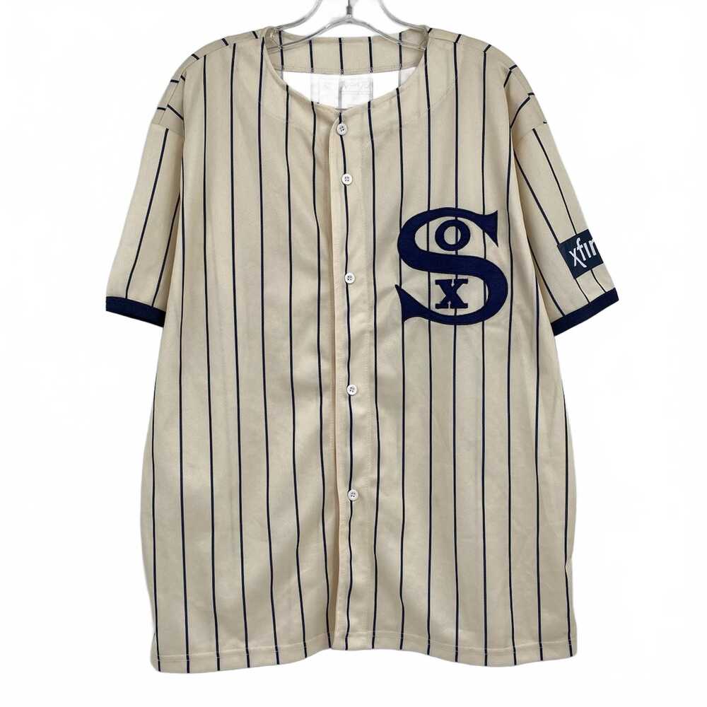 Kick 10 Beige Blue Striped Chicago White Sox Jersey | Mens XL
